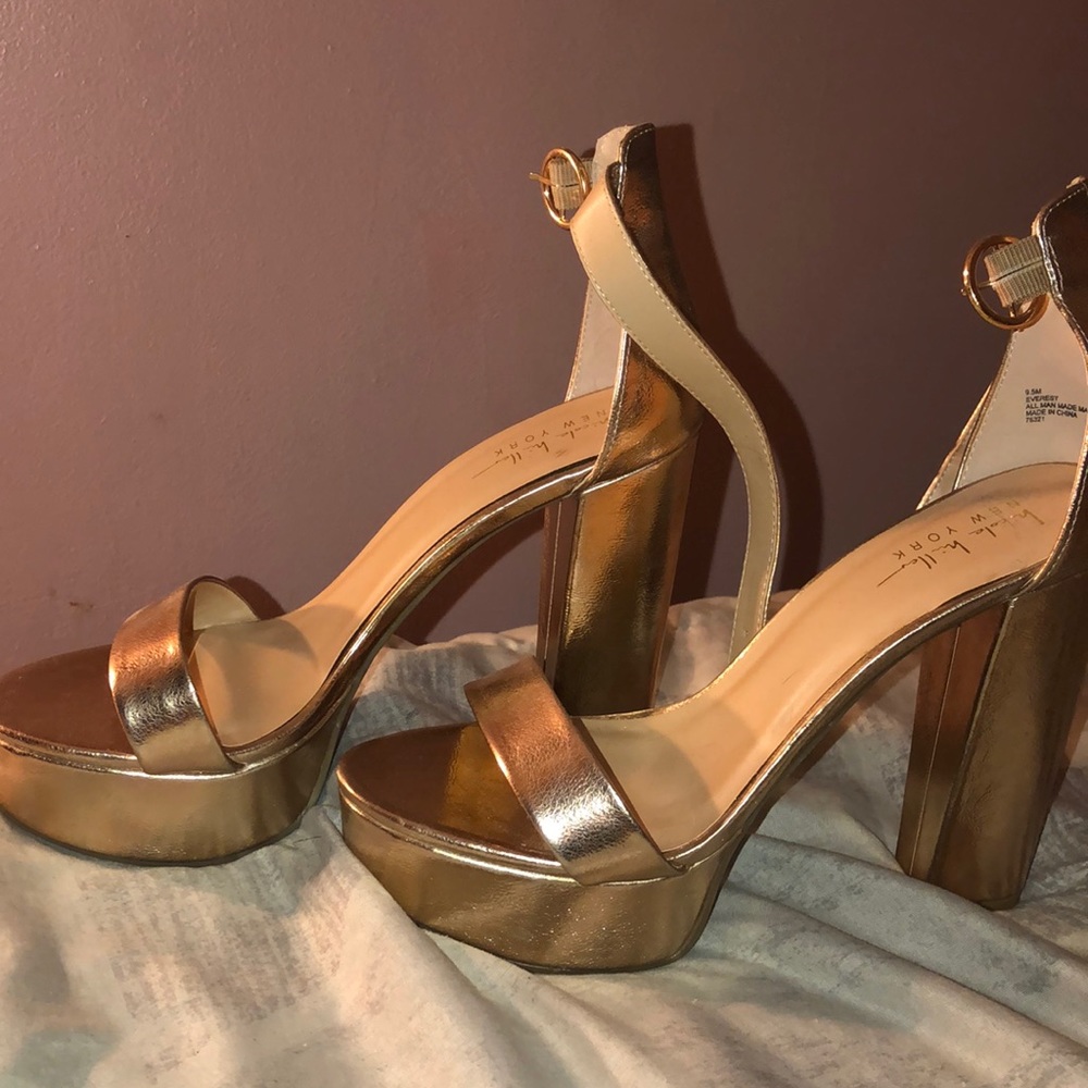 Rose gold chunky heels